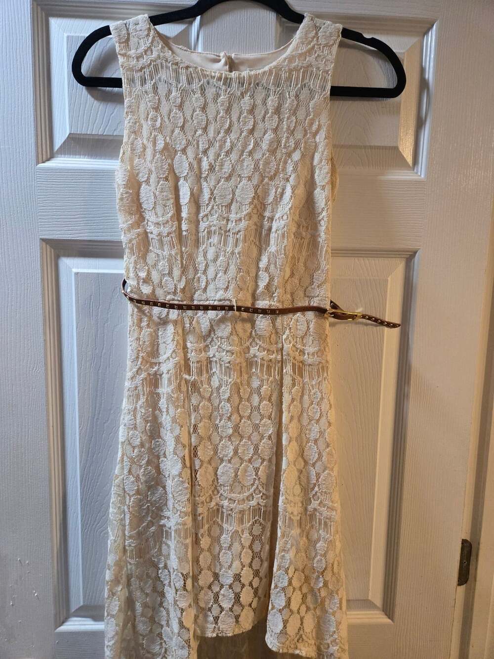 Xhilaration Cream Lace High-Low Dress with Belt